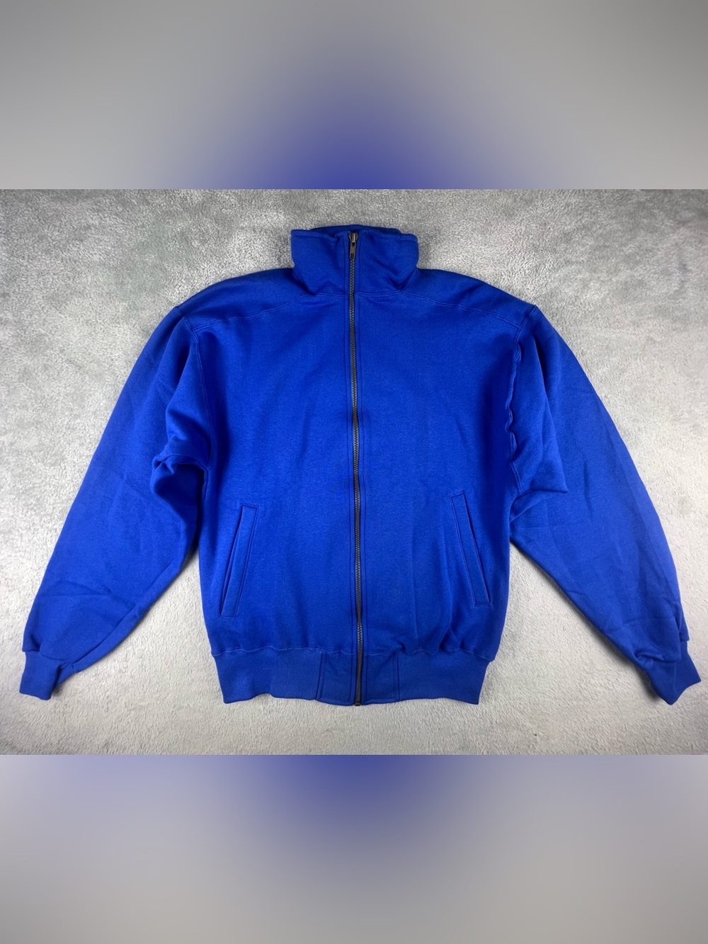Vintage LL Bean Russell Athletic Full Zip Sweatshirt Jacket USA Blue Small